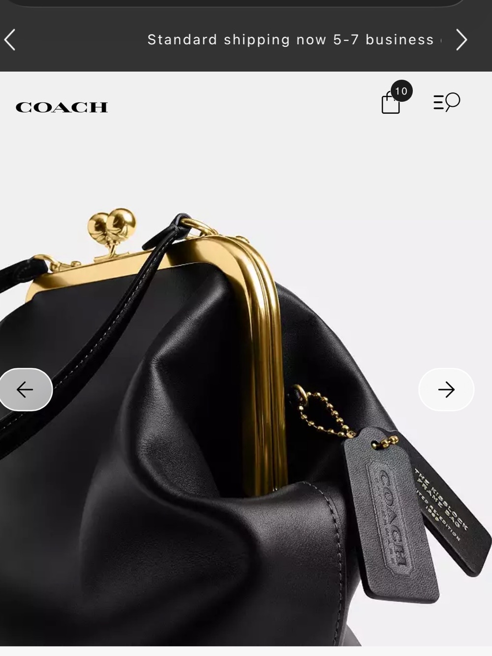 Coach Black Kisslock Frame Shoulder Bag 27 with Gold Hardware - Picture 3 of 4